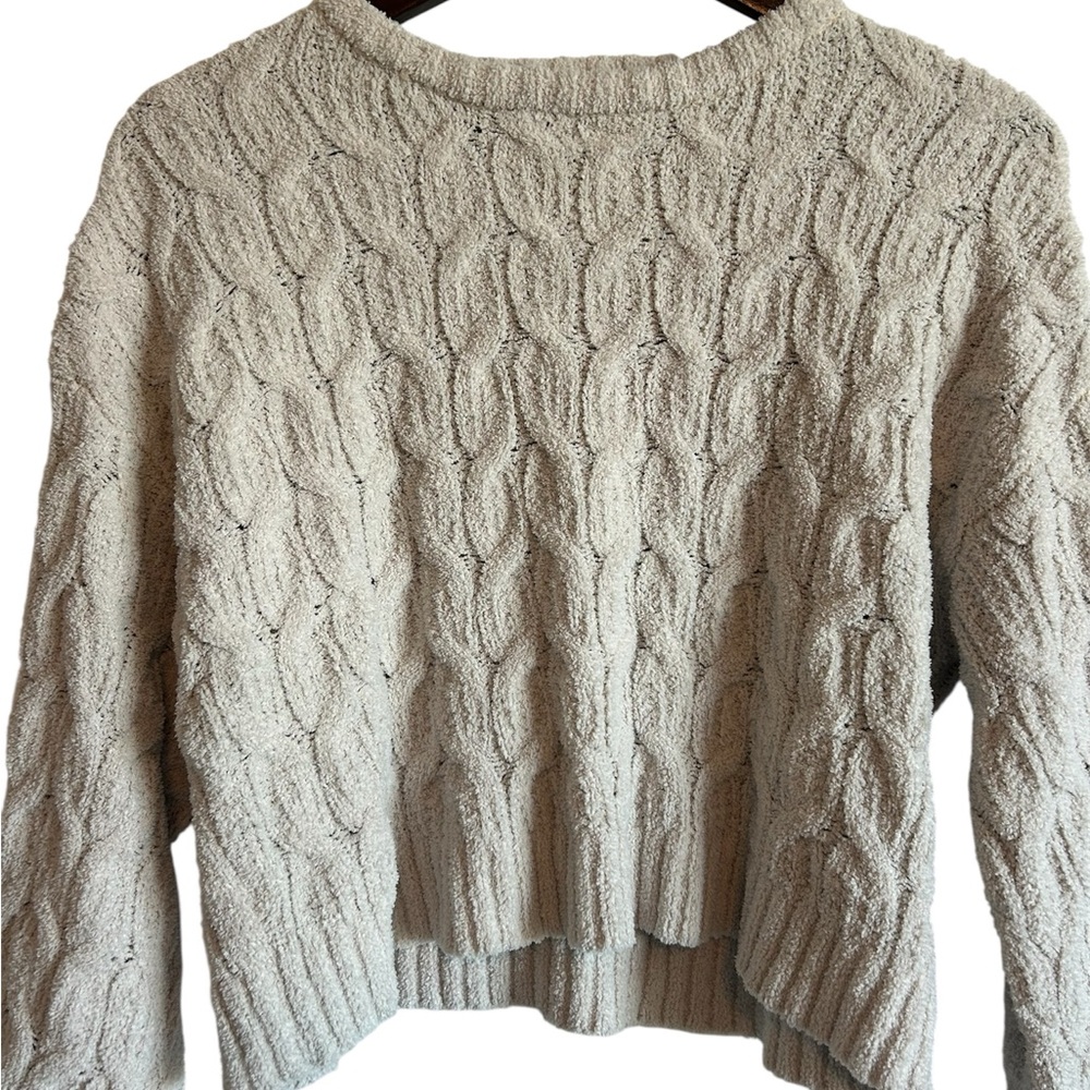 Jessica Simpson Cream Crew Neck Sweater with Textured Knit
